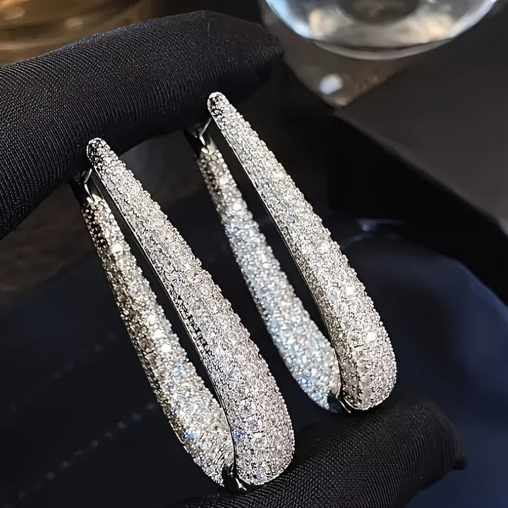 Elegant Cubic Synthetic Zirconia Hoop Earring