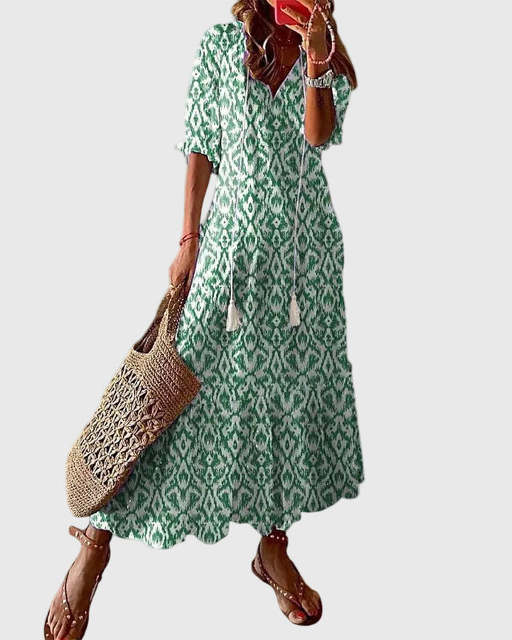 Amalia | Vestido Maxi Boho Vintage de Verão