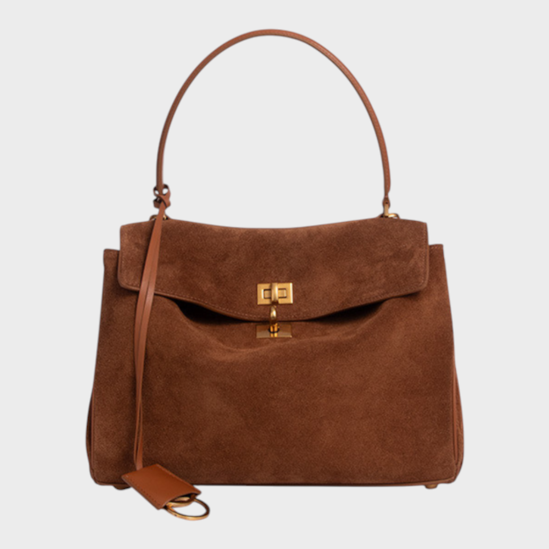 Libby | Structured Leather Handbag with Magnetic Flap Closure