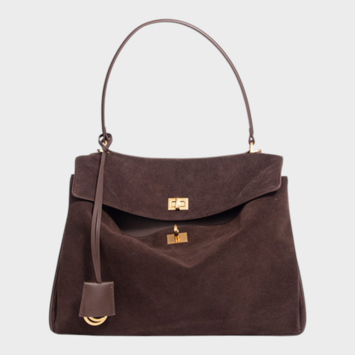 Libby | Structured Leather Handbag with Magnetic Flap Closure
