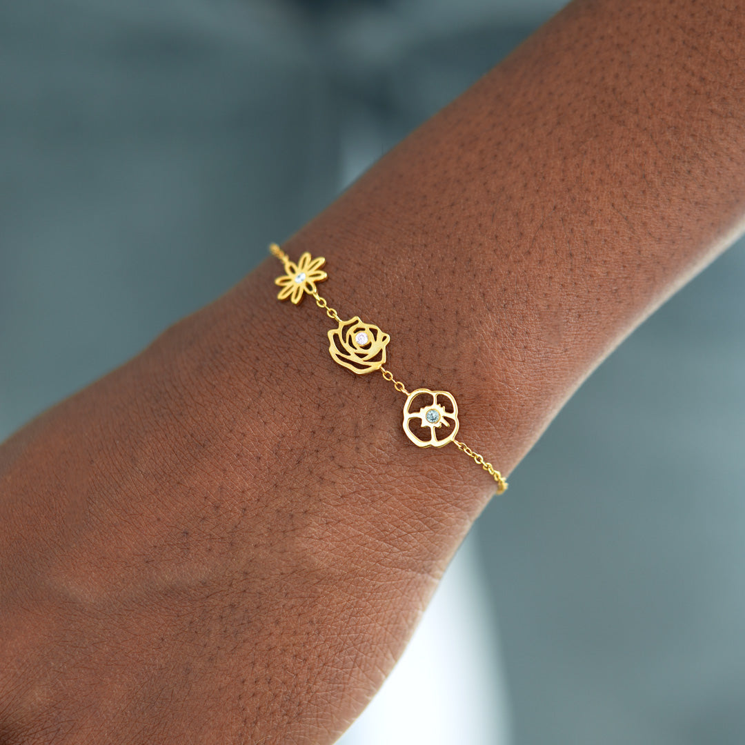 Birth Flowers Bracelet-Meaningful Family Jewelry