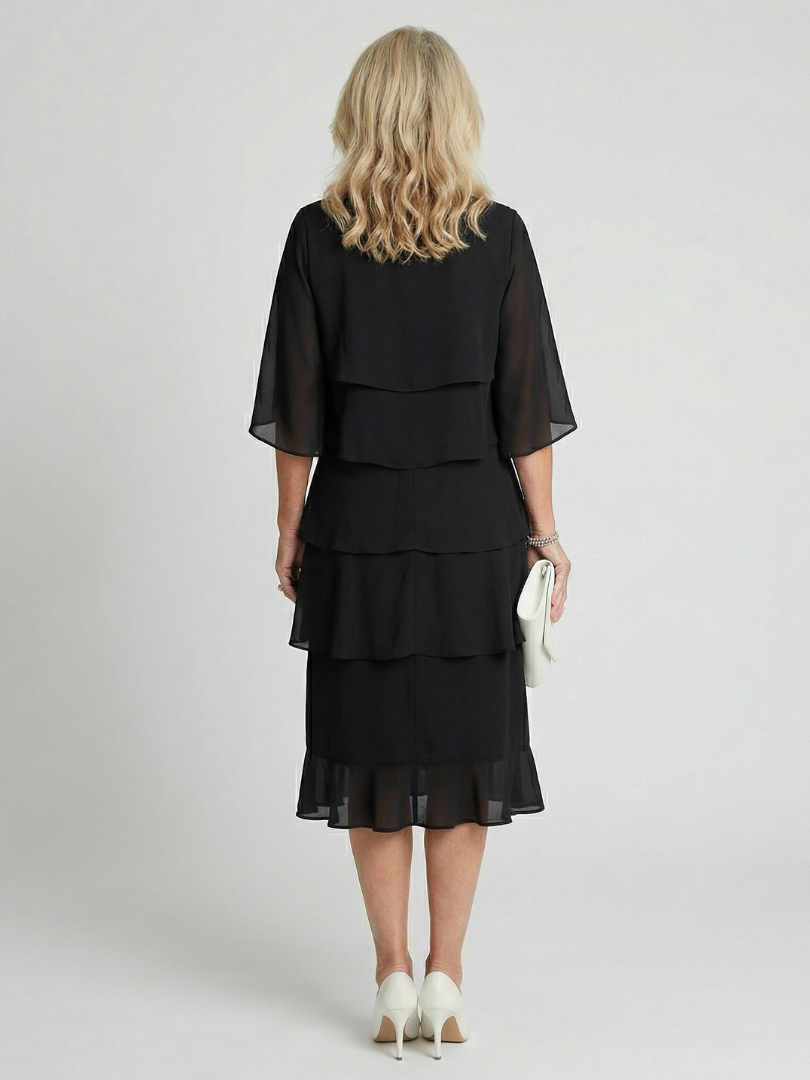 Brent | Vestido midi con capas y volantes