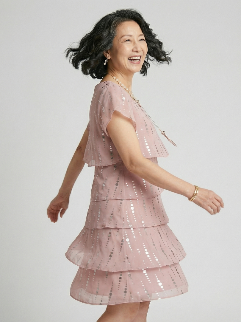 Makena | Vestido hasta la rodilla con diseño de puntos y líneas elegante