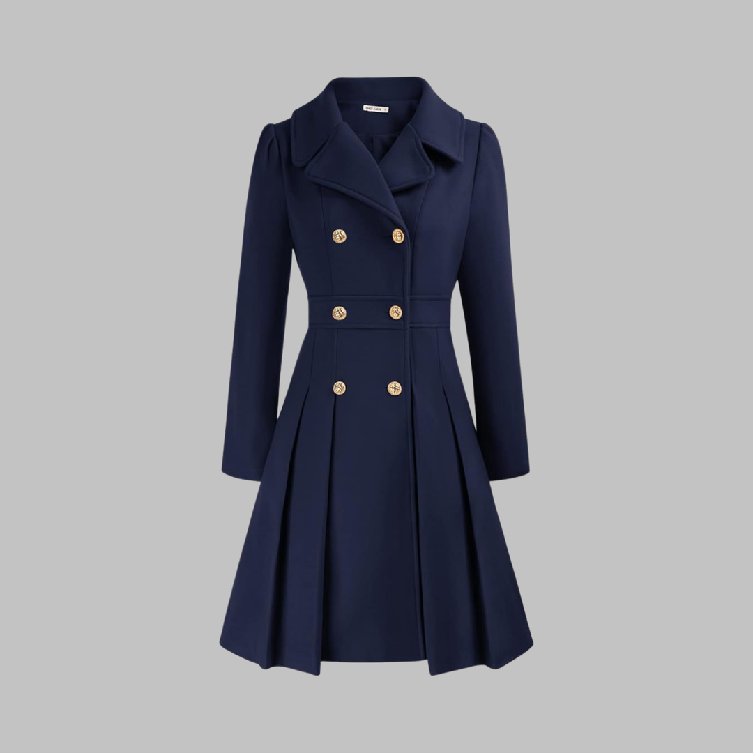 Dami - Classy Double Button Long Sleeve Coat
