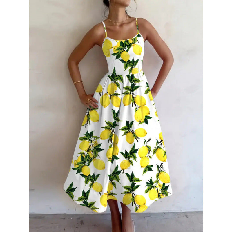 Cressida | Vestido midi Laranjal de limoeiros