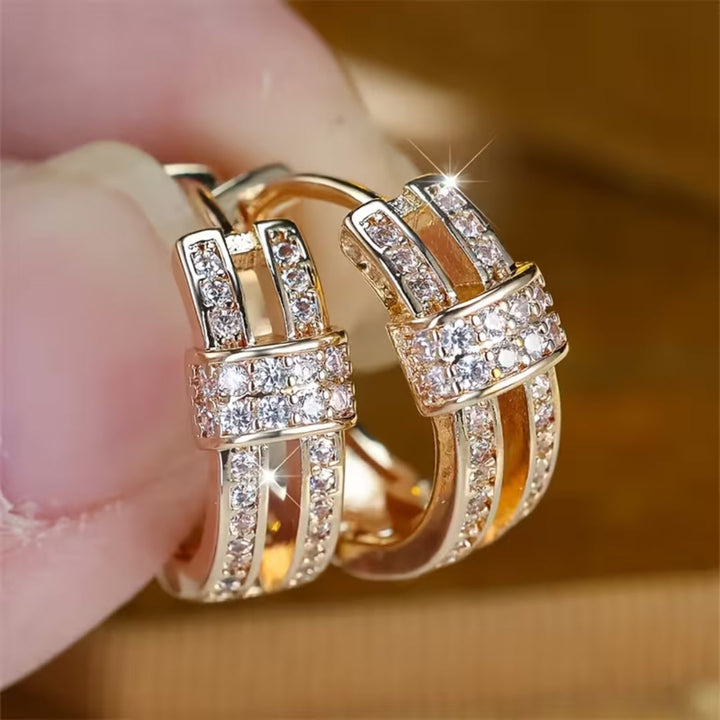 Triple Row Pavé Huggie Earrings