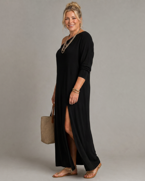 Asterelle | Vestido midi fluido de un hombro con abertura lateral