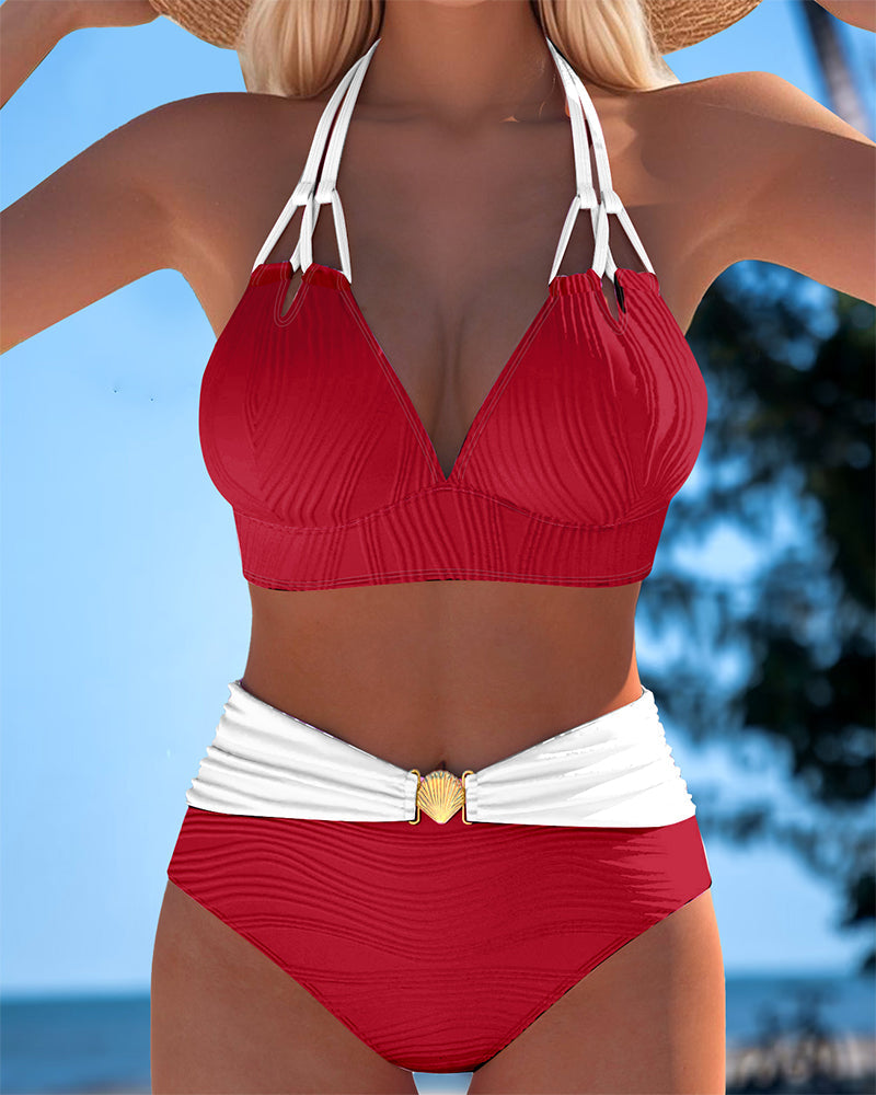 Rosa - Elegante conjunto de bikini con soporte