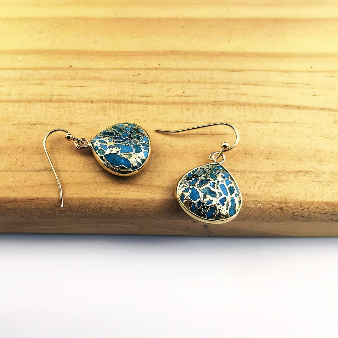 Bohemian Turquoise Mosaic Teardrop Earrings