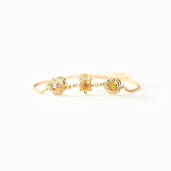 Personalized Birth Flower Bracelet Three-Dimensional Floral Design
