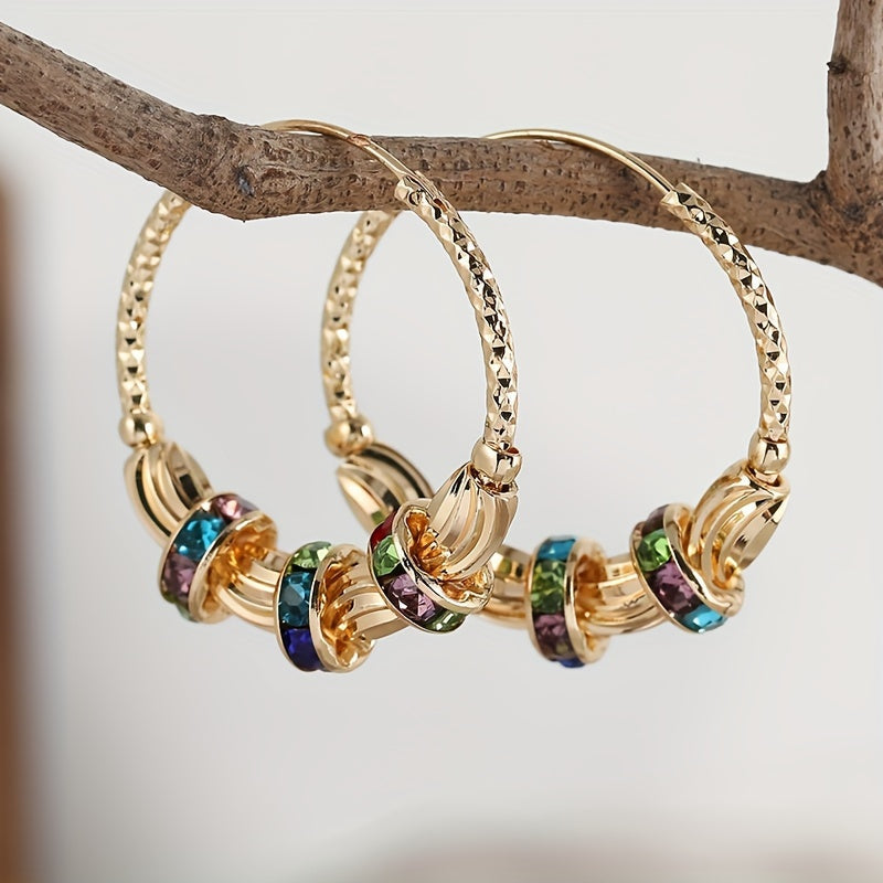 Elegant Golden Rainbow Zirconia Stone Earrings