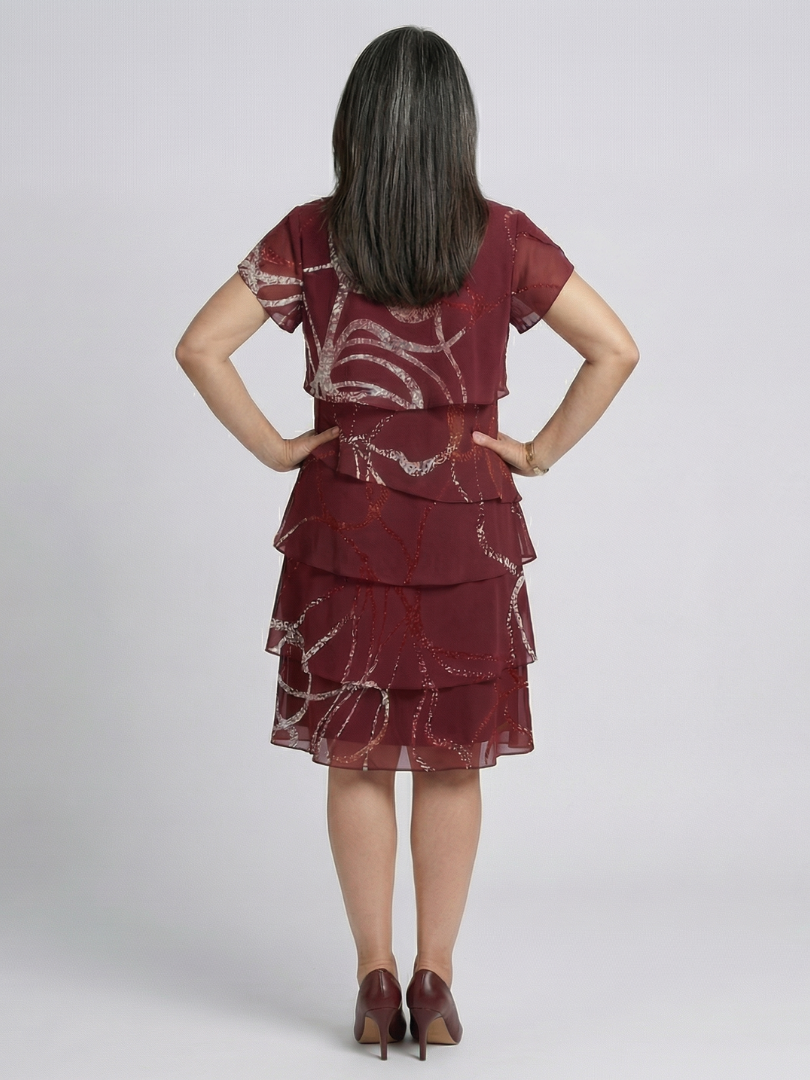Alani | Vestido pelo joelho com padrão abstrato harmonioso