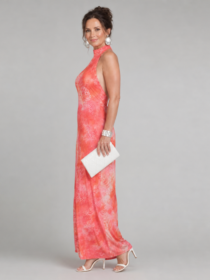 Coraline | Vestido maxi con cuello halter y estampado