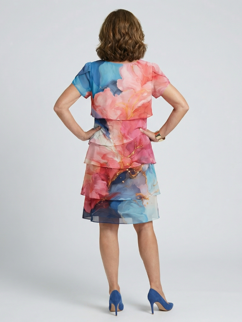 Mira | Vestido hasta la rodilla con diseño marmoleado elegante