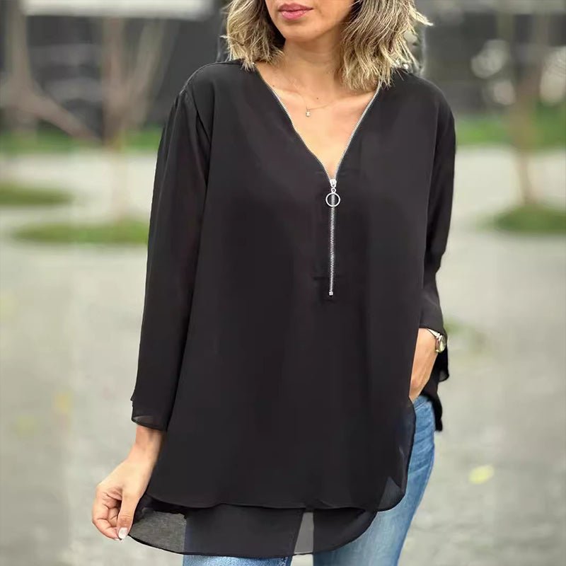 Lorelai | Blusa de Chiffon com Zíper