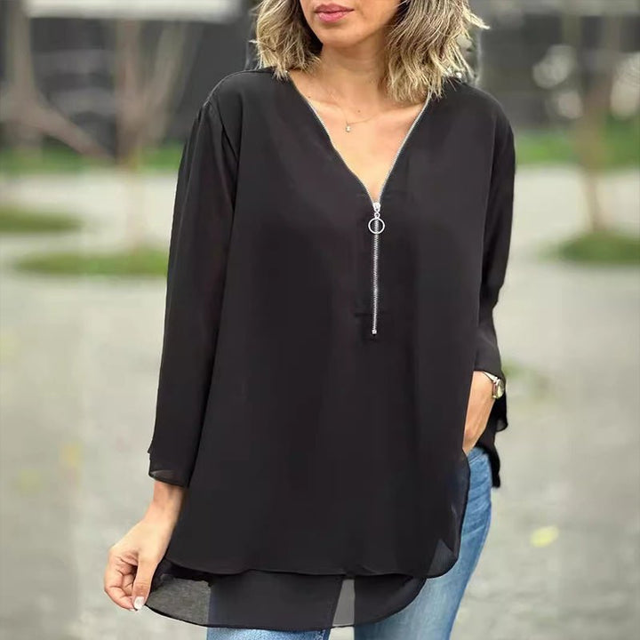 Lorelai | Blusa de Chiffon com Zíper