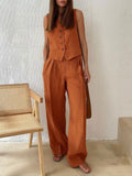 Conjunto de calça pantalona plissada com decote em V Lila