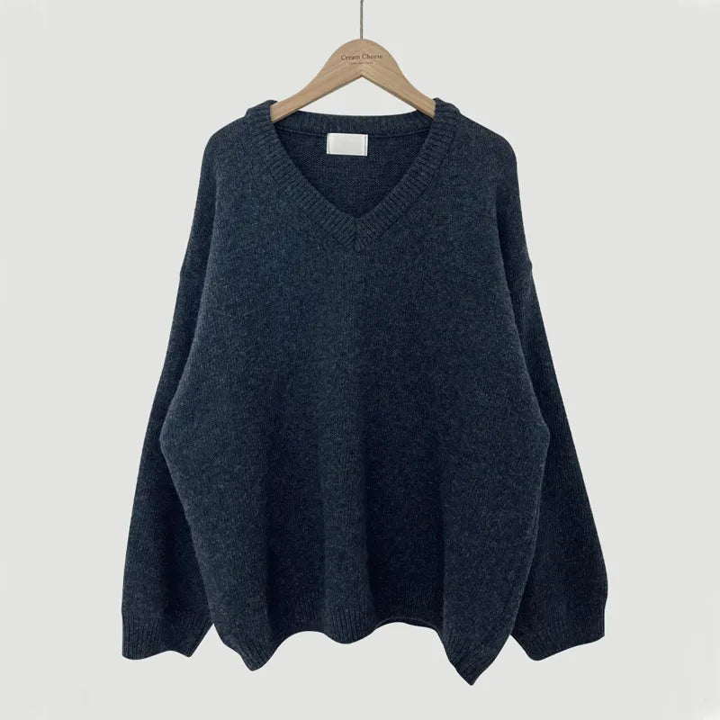 Valentina | Women's Sweater with V-Neck and Ribbed Trim