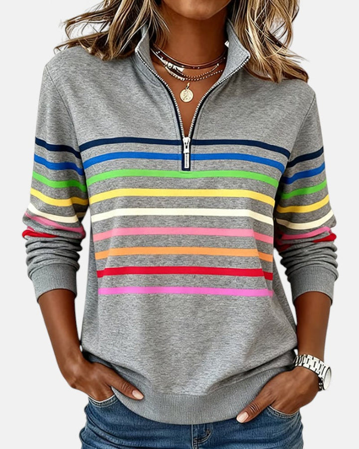 Vienna | Sudadera con cremallera y rayas arcoíris