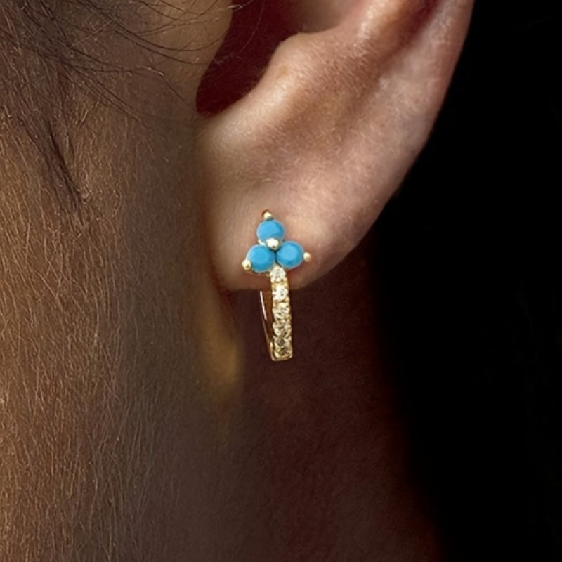Retro Bohemian Synthetic Zirconia Blue Hoop Earrings
