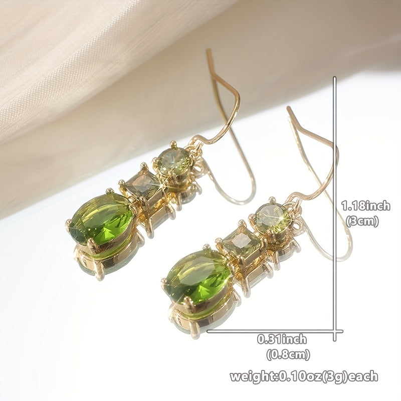 Vintage Bohemian Style Green Zirconia Geometric Earrings