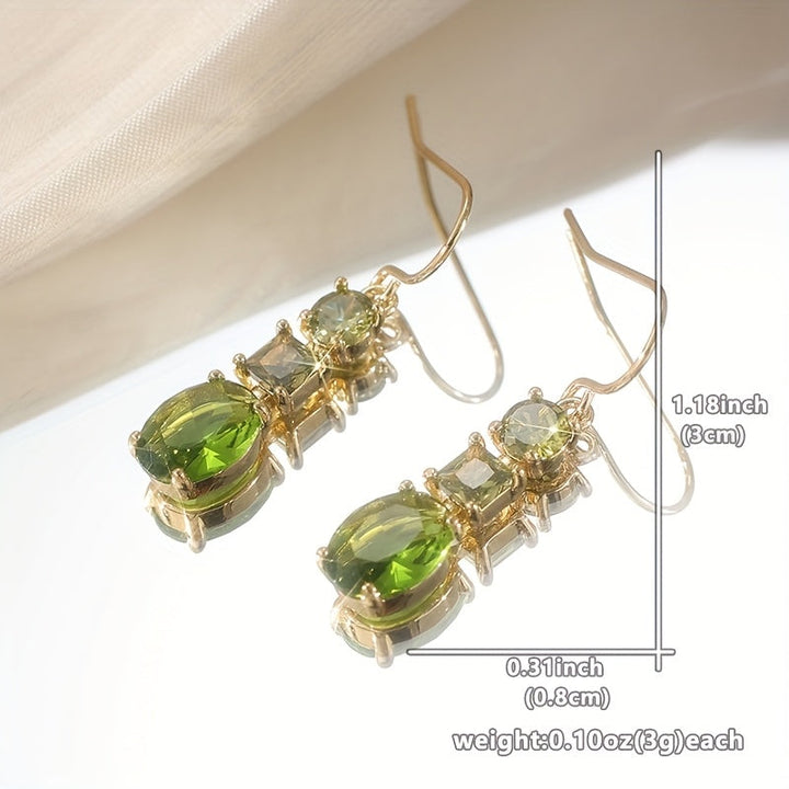 Vintage Bohemian Style Green Zirconia Geometric Earrings