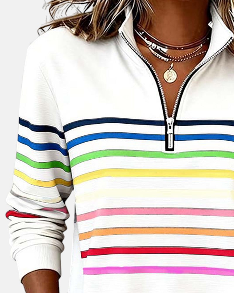 Vienna | Sudadera con cremallera y rayas arcoíris