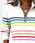 Vienna | Sudadera con cremallera y rayas arcoíris