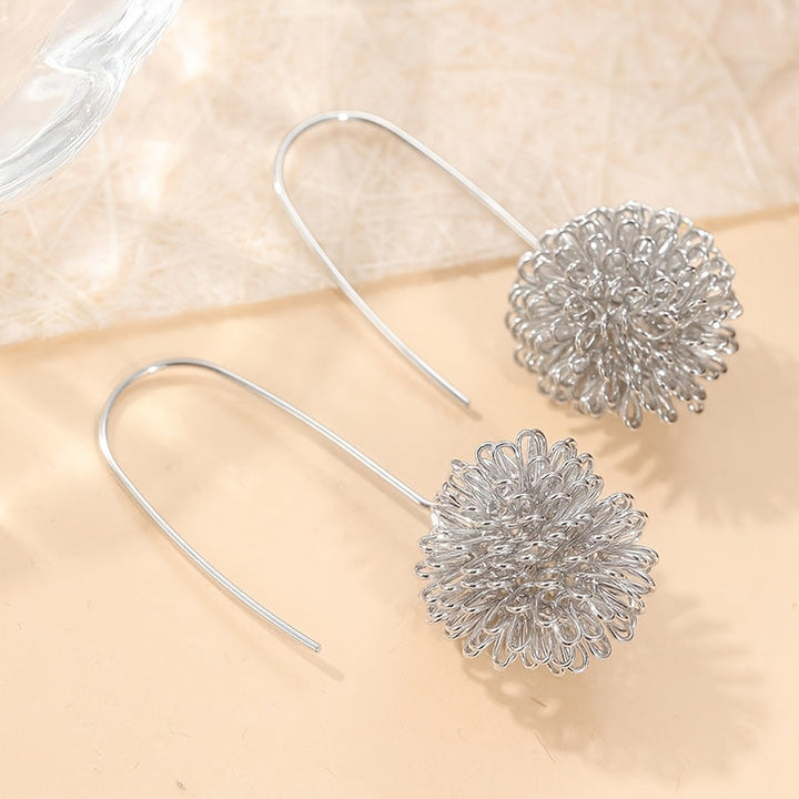Handcrafted Silver Wire Flower Drop Earrings