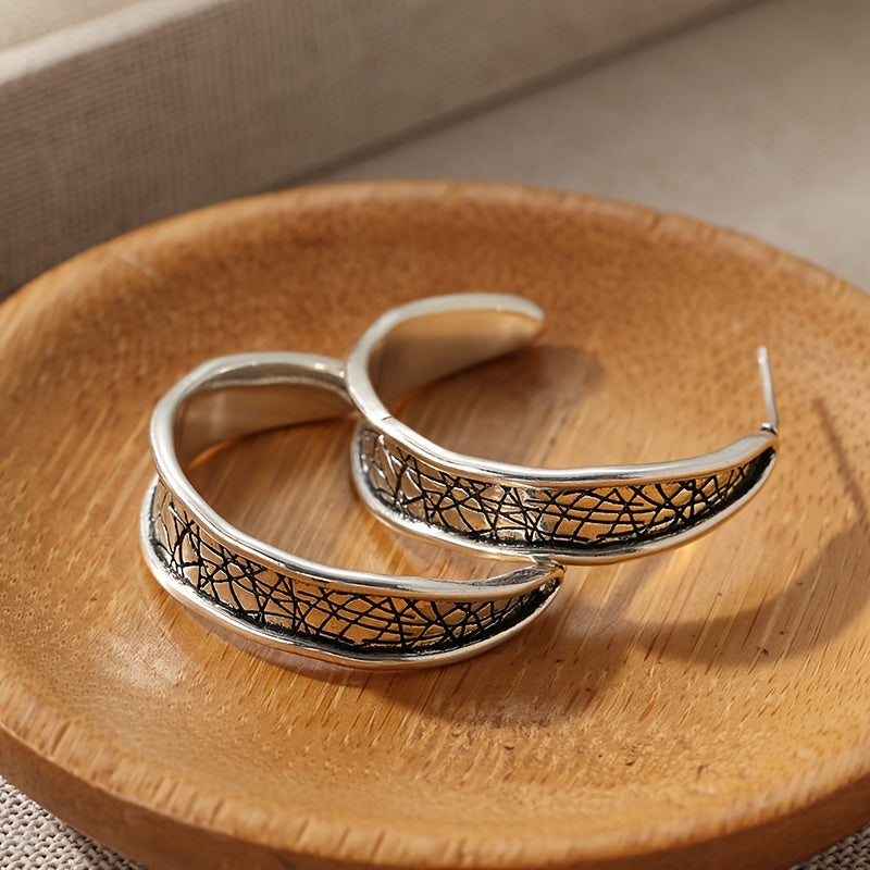 Vintage Hammered Handmade Hoop Earrings