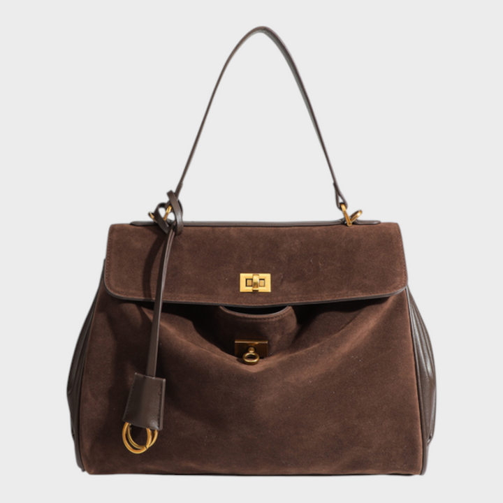 Libby | Structured Leather Handbag with Magnetic Flap Closure