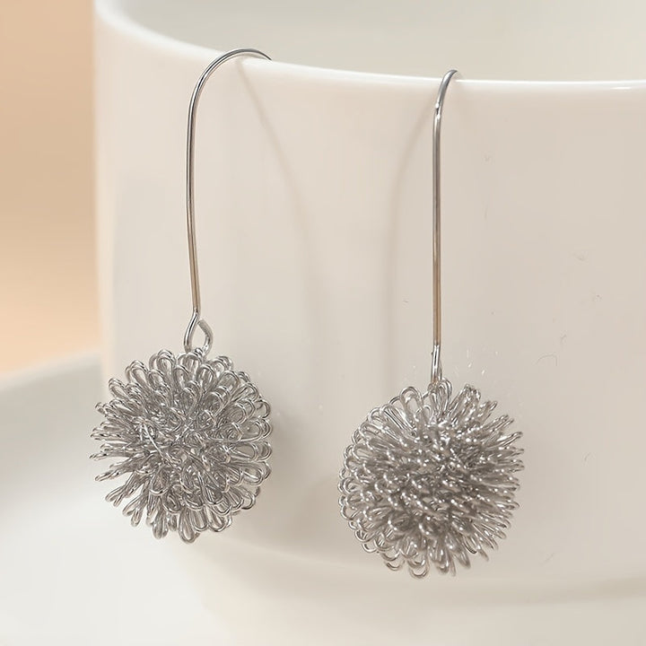 Handcrafted Silver Wire Flower Drop Earrings