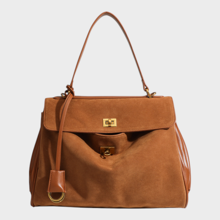 Libby | Structured Leather Handbag with Magnetic Flap Closure