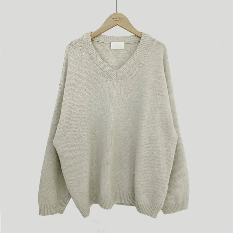 Valentina | Women's Sweater with V-Neck and Ribbed Trim