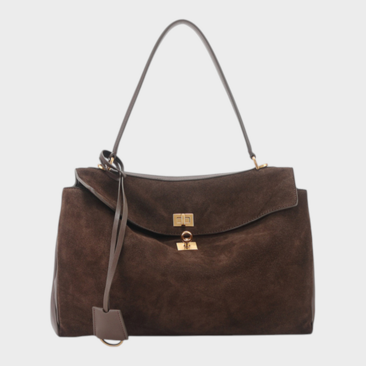 Libby | Structured Leather Handbag with Magnetic Flap Closure