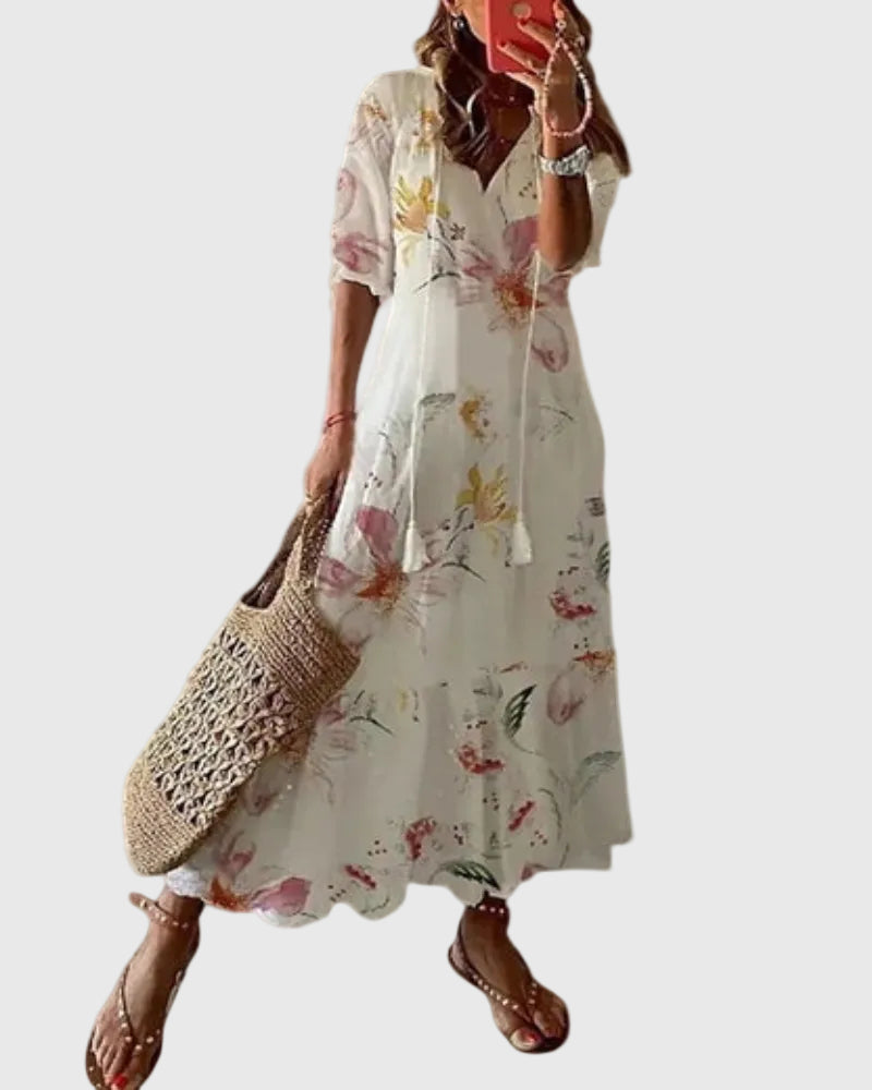 Amalia | Vestido Maxi Boho Vintage de Verão