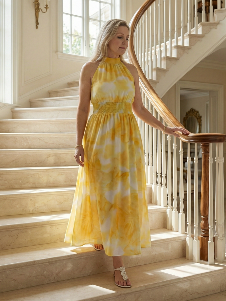 Sylin | Vestido midi con halter fruncido
