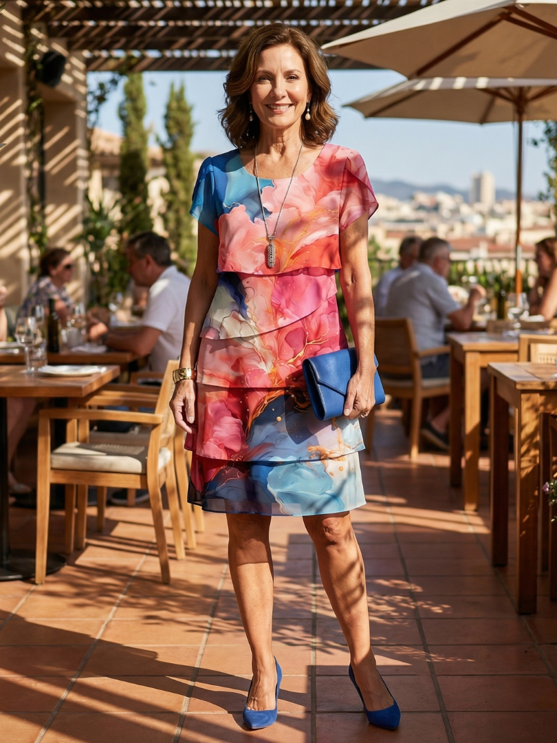Mira | Vestido hasta la rodilla con diseño marmoleado elegante