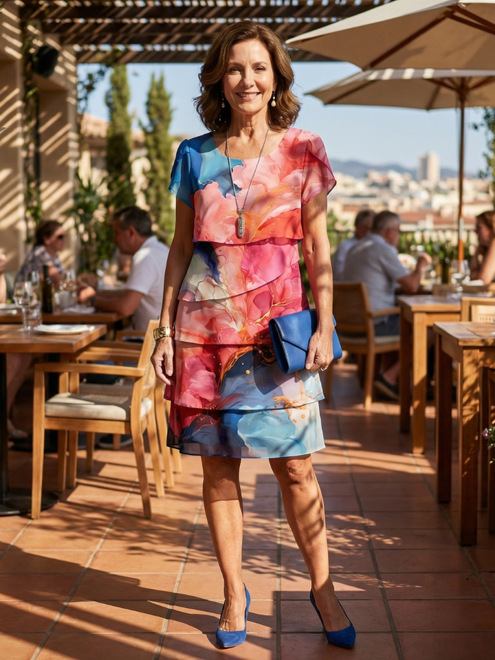 Mira | Vestido hasta la rodilla con diseño marmoleado elegante
