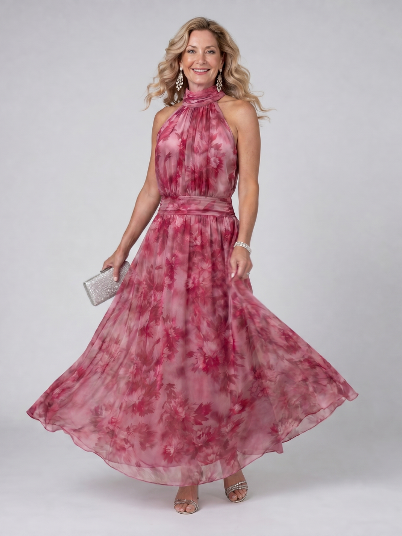 Avien | Vestido midi suave com decote halter