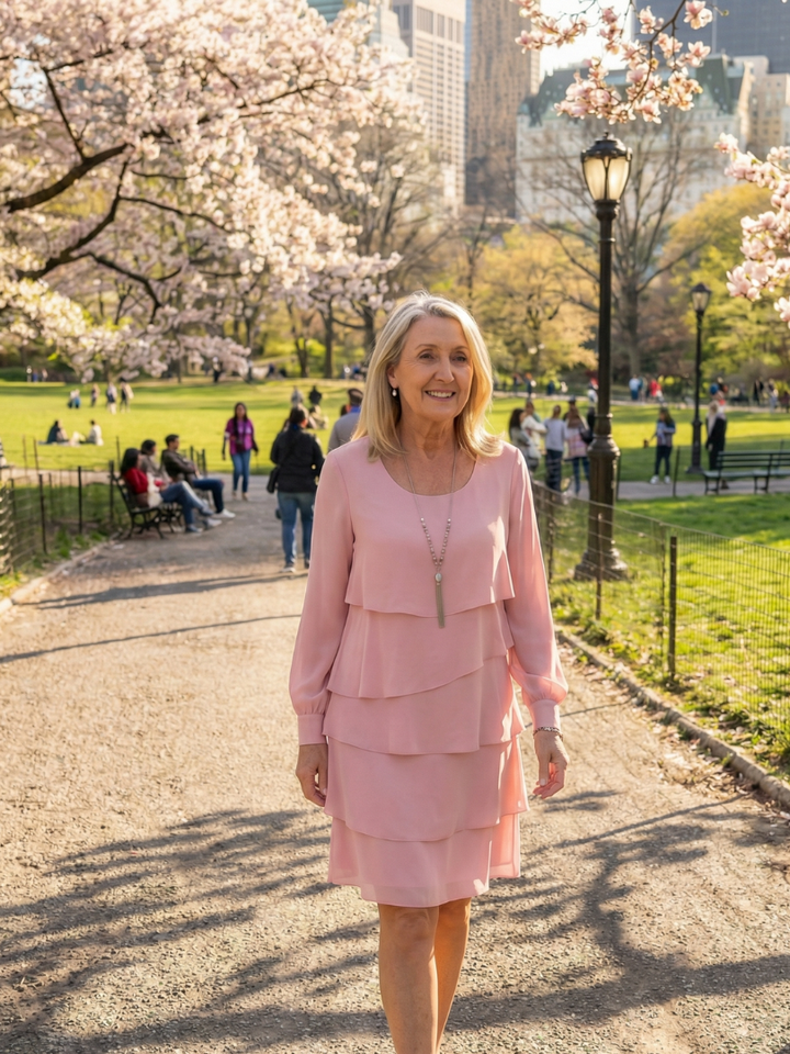 Kirax | Vestido com Camadas e Corte Limpo até o Joelho