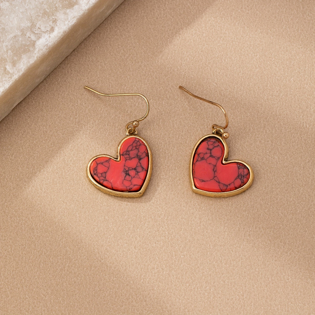 Bohemian Minimalist Natural Turquoise Heart Earrings