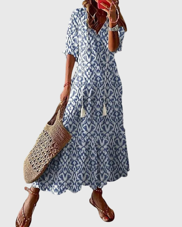 Amalia | Vestido Maxi Boho Vintage de Verão