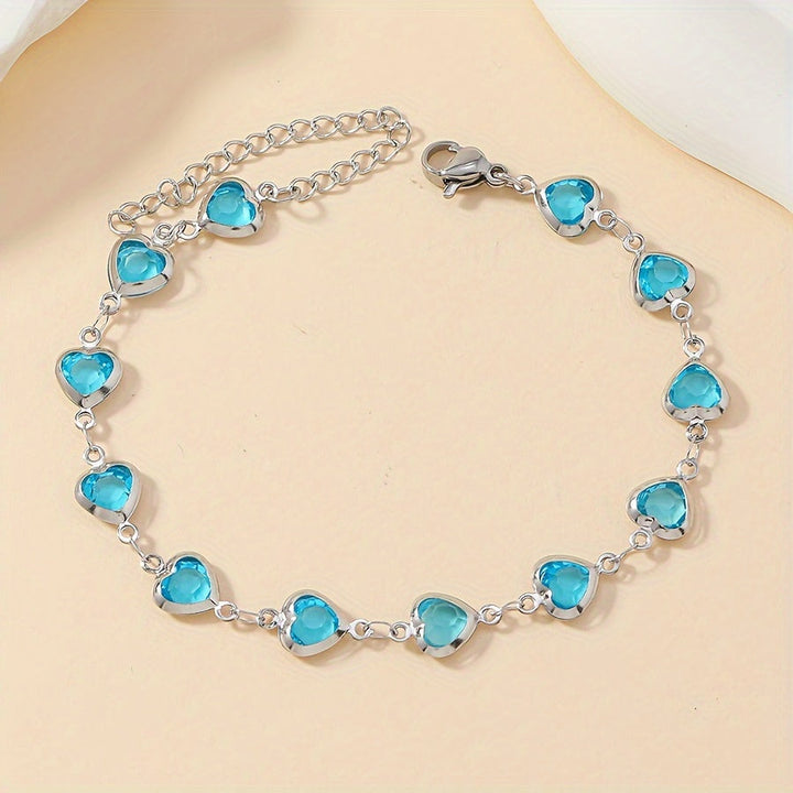 Elegant Stainless Steel Multicolor Heart Link Clutch Bracelet