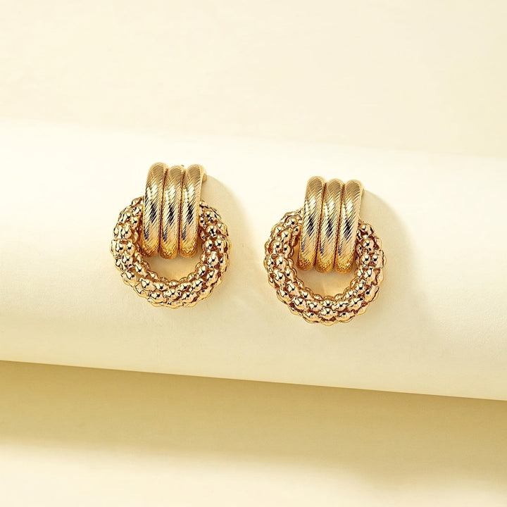 Elegant Circle Design Gold-Tone Geometric Earrings