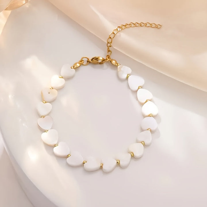 Bohemian Natural Stone Shell Heart Bracelet