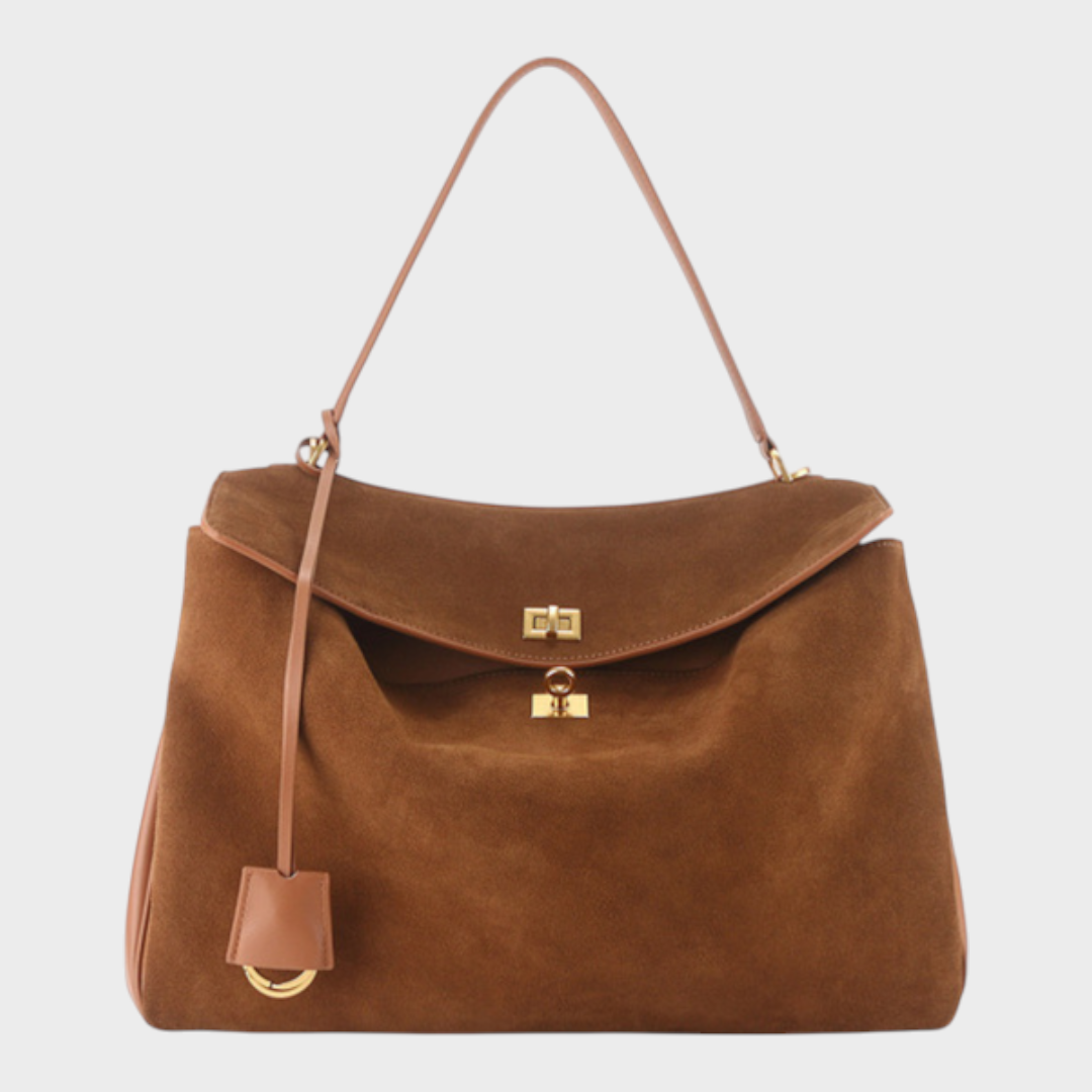 Libby | Structured Leather Handbag with Magnetic Flap Closure