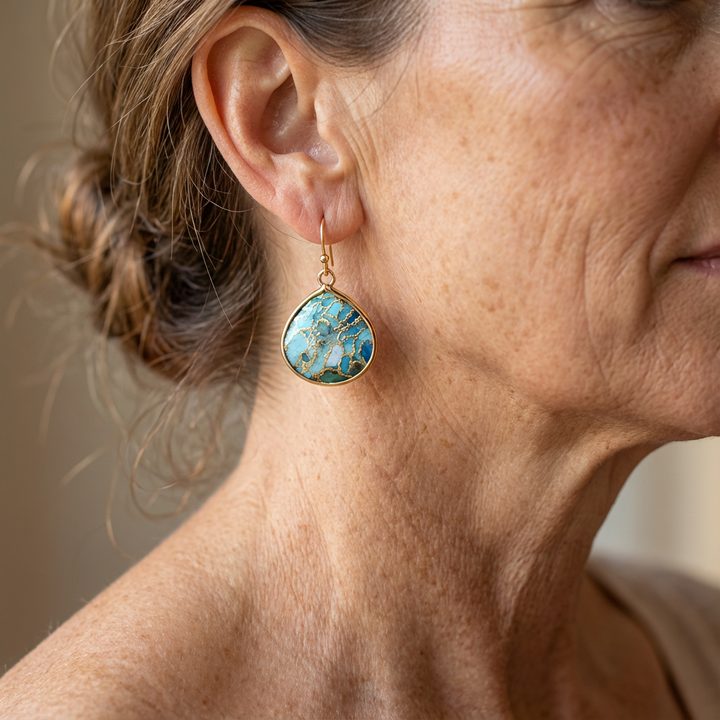 Bohemian Turquoise Mosaic Teardrop Earrings
