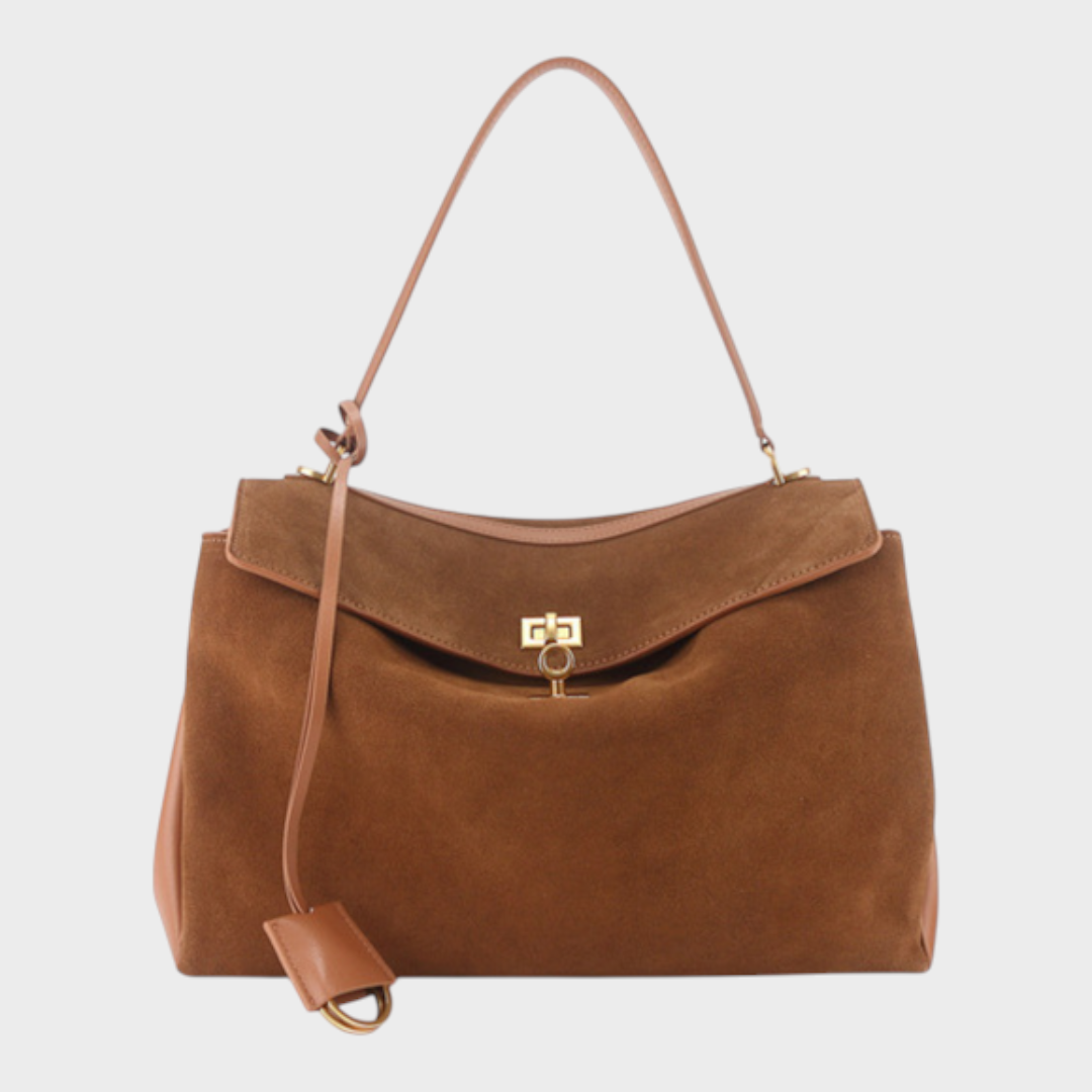 Libby | Structured Leather Handbag with Magnetic Flap Closure