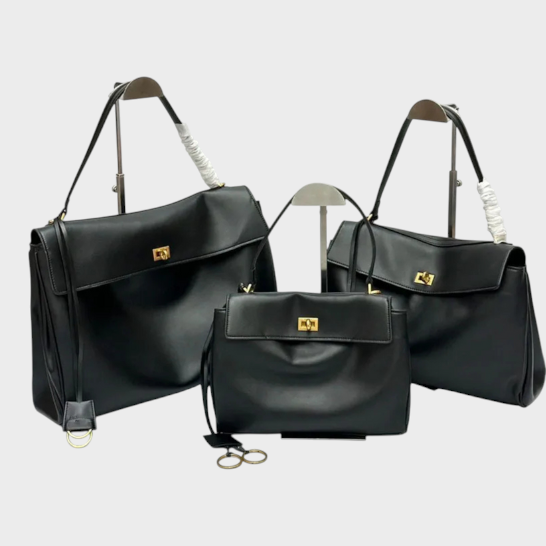 Libby | Structured Leather Handbag with Magnetic Flap Closure